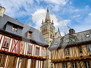 Historical center of Vannes, coastal medieveal town in Morbihan departement, Brittany, France