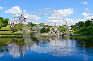 Historical center of Vitebsk over Western Dvina, Belarus