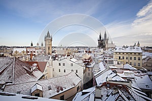 Historical center of winter Prague