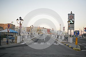 Historical central street in Gallipoli, Italy