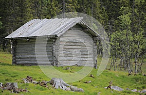 Historical chalet in the nature reserve Tandovala in Dalarna, Sweden