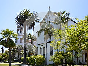 Historical Church in Downtown Santa Barbara at the Pacific, California