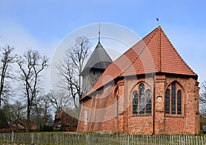 Historical Church in Spring in the Village Mueden, Lower Saxony