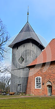Historical Church in Spring in the Village Mueden, Lower Saxony