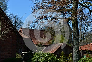 Historical Church in Spring in the Village Mueden, Lower Saxony