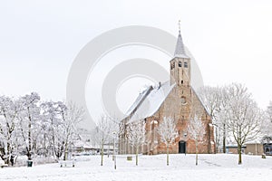 Historical church in winter