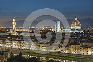 Historical city Florence, Tuscany, Italy at dusk