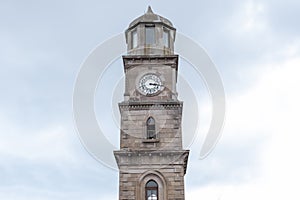 Historical clock tower and fountain in the streets of Canakkale