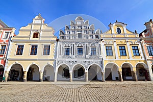Historical colorful houses in the town center of Telc
