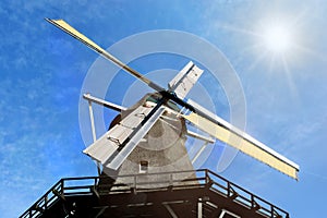 Historical corn windmill `De Zandhaas`, Santpoort-Noord, Netherlands