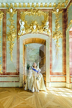 Historical cosplay. woman in the similitude of Catherine the Great, empress of Russia