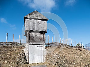 Historical court replica of 12 th century medieval architecture housing