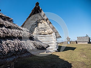 Historical court replica of 12 th century medieval architecture housing