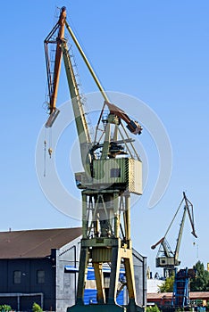 Historical crane in the shipyard in Gdansk, Poland