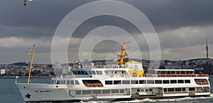 Historical cruise ship on the Bosphorus, closest version, wonderful to be on board, Istanbul, Kad?kÃ¶y photo
