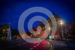 Historical and cultural city of Valladolid in Spain at night.