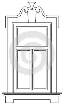 Historical Decorative Window, Europe around 1900, Architectural Drawing