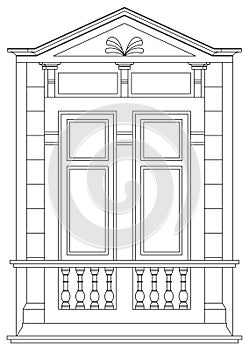 Historical Decorative Window, Europe around 1900, Architectural Drawing