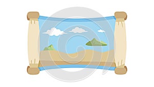 Historical Document Scenic Landscape Scroll Icon, vector design Generative AI