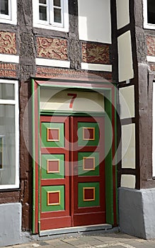 Historical Door in the Old Town of Hamelin, Lower Saxony