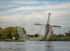 Historical dutch windmill from 1638 in the town of Ouderkerk aan de Amstel