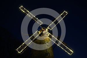 The historical Dutch windmill in the Night