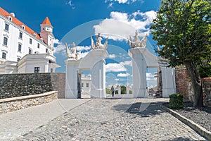 Historical entrance gate to Bratislava Castle in capital of Slovakia