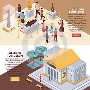 Historical Exhibition Isometric Banners