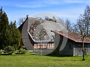 Historical Farm in Spring in the Village Borg, Lower Saxony