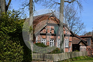 Historical Farm in Spring in the Village Borg, Lower Saxony