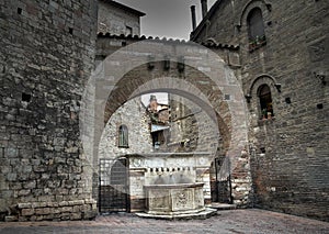 Historical fountain. Perugia. Umbria.