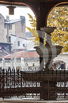 Historical fountain in the territory of  Gazi Husrev-beg Mosque in Sarajevo. Bosnia and Herzegovina