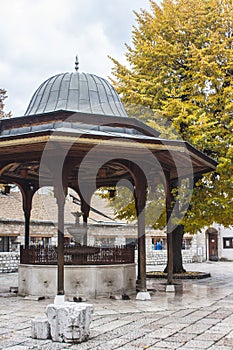 Historical fountain in the territory of  Gazi Husrev-beg Mosque in Sarajevo. Bosnia and Herzegovina