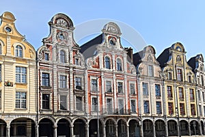 Historical gables on Grand Place in Arras, France photo