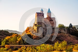 Historical Gremi fortress in Kakheti region at sunset, Georgia photo