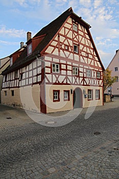 Historical half timber house in Kolpingstrasse 7 in Hilpoltstein, Germany. It is a listed monument