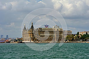 Historical Haydarpaa Train Station and the ferry port in front of Istanbul photo