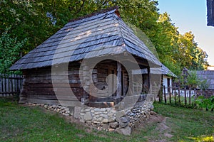 Historical houses at Astra ethnography museum in Sibiu, Romania