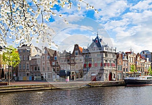 Historical houses in old Haarlem, Holland