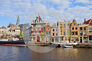 Historical houses in old Haarlem, Holland