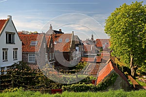 Historical houses and roofs in Heusden, North Brabant, Netherlands