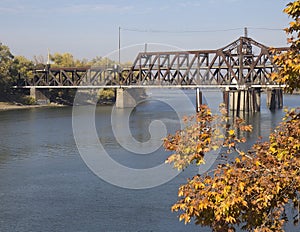 Historical I Street Bridge in Sacramento, California