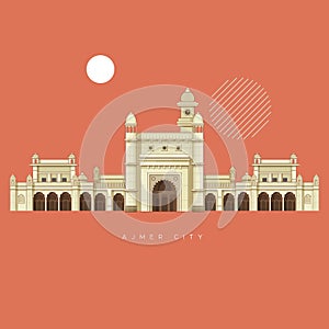 Historical Icon Ajmer City - Mayo College Building - Icon Illustration