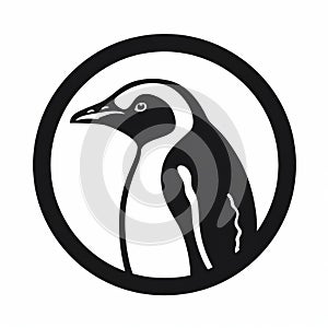Historical Illustration Style Penguin Logo In Monochrome
