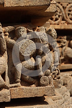 Historical intricate architecture motifs on somnathpura temple india photo