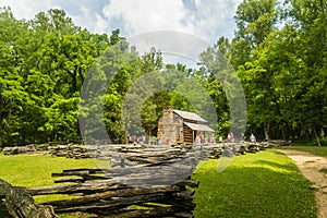 Historical John Oliver Cabin in Cades Cove in Great Smoky Mountains National Park