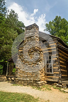 Historical John Oliver Cabin in Cades Cove in Great Smoky Mountains National Park