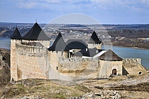 Historical Khotyn fortress and castle in Ukraine