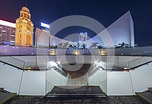 Historical landmark clock tower in Hong Kong city