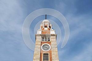 Historical landmark clock tower in Hong Kong city